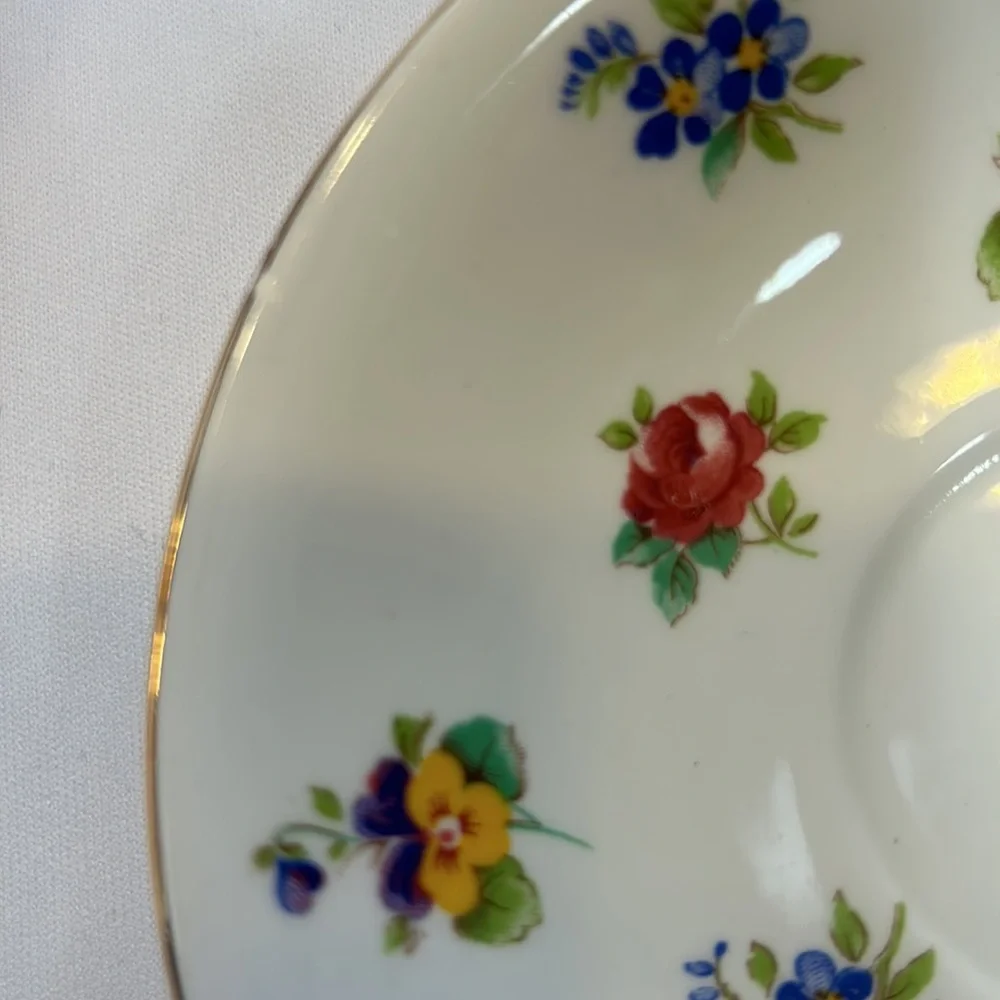 Vintage Crown Staffordshire England Fine Bone China Tea Cup and Saucer